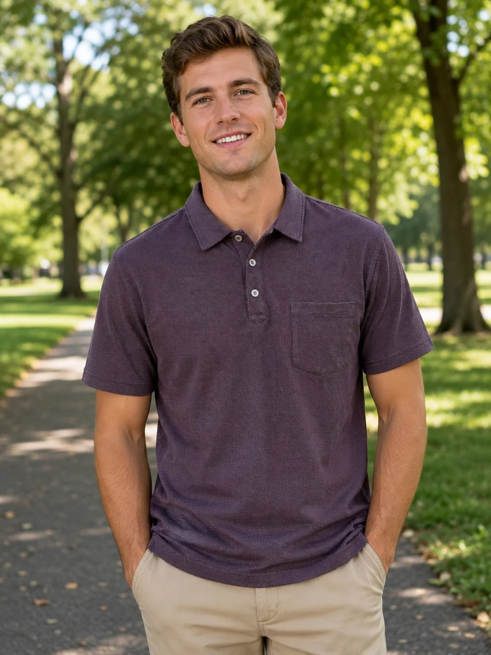 Banana Republic Men’s Performance Pique Polo – Size Large – Burgundy
